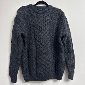 Rue Saint-Patrick Wool Cable Knit Crew Neck Sweater size Large Gray